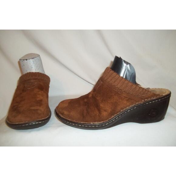 UGG Australia Brown Suede & Textile Clogs Mules Wedge Shoes 8 - Picture 1 of 12